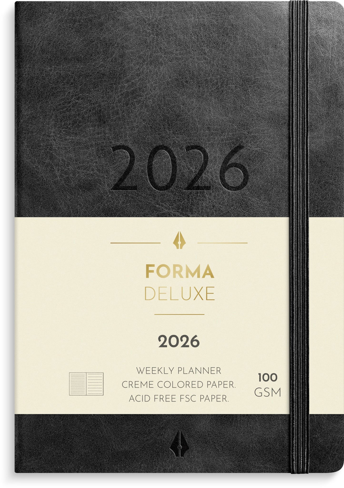 A6 FORMA DELUXE TVÆRF SORT KUNSTSKIND 2026