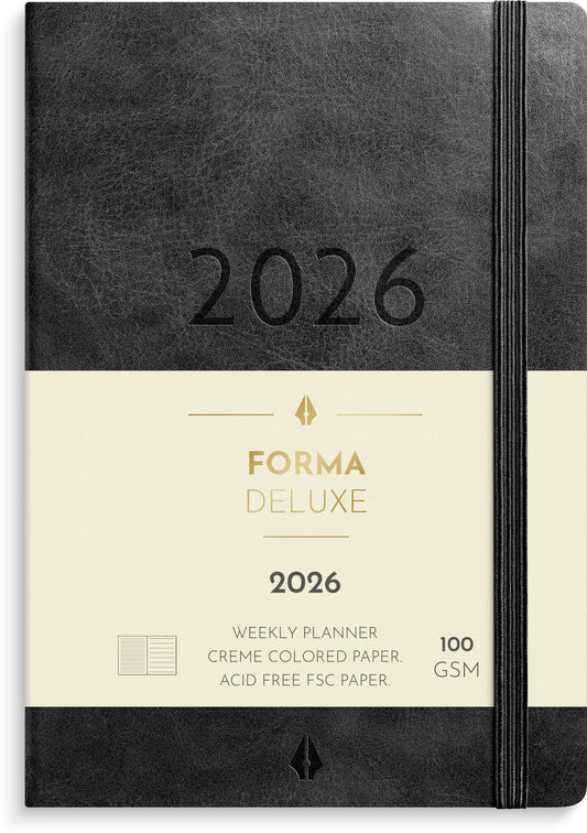 A6 FORMA DELUXE TVÆRF SORT KUNSTSKIND 2026