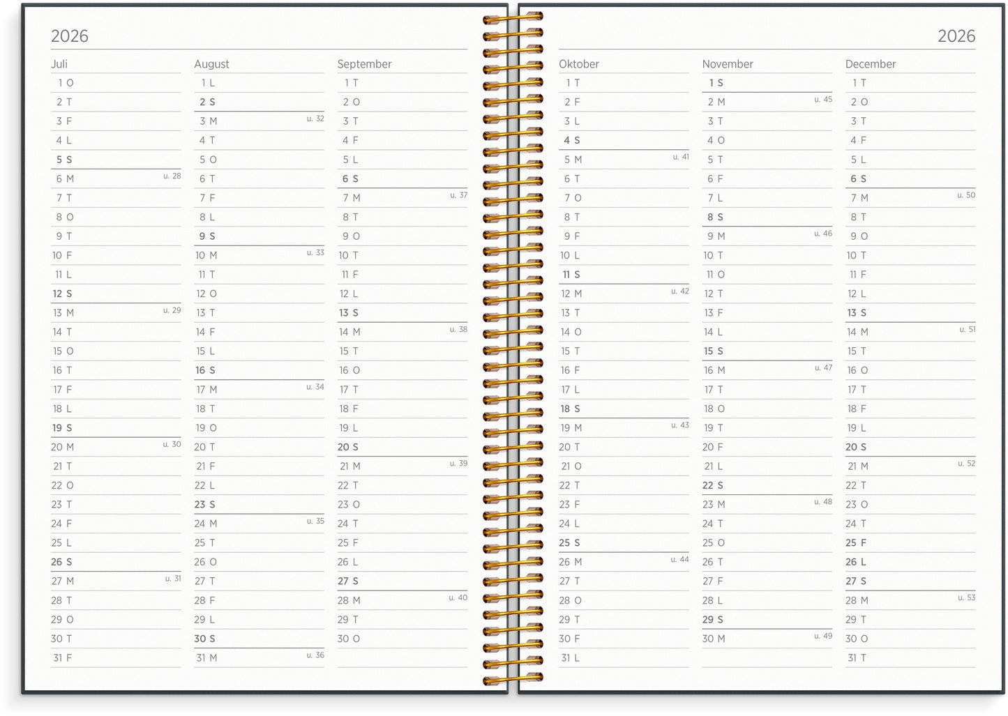 ORGANIZER & NOTES A5 UGEKALENDER 2026
