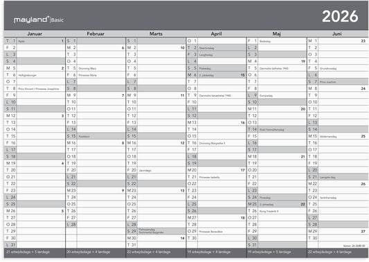 BASIC KONTORKALENDER A4 2026