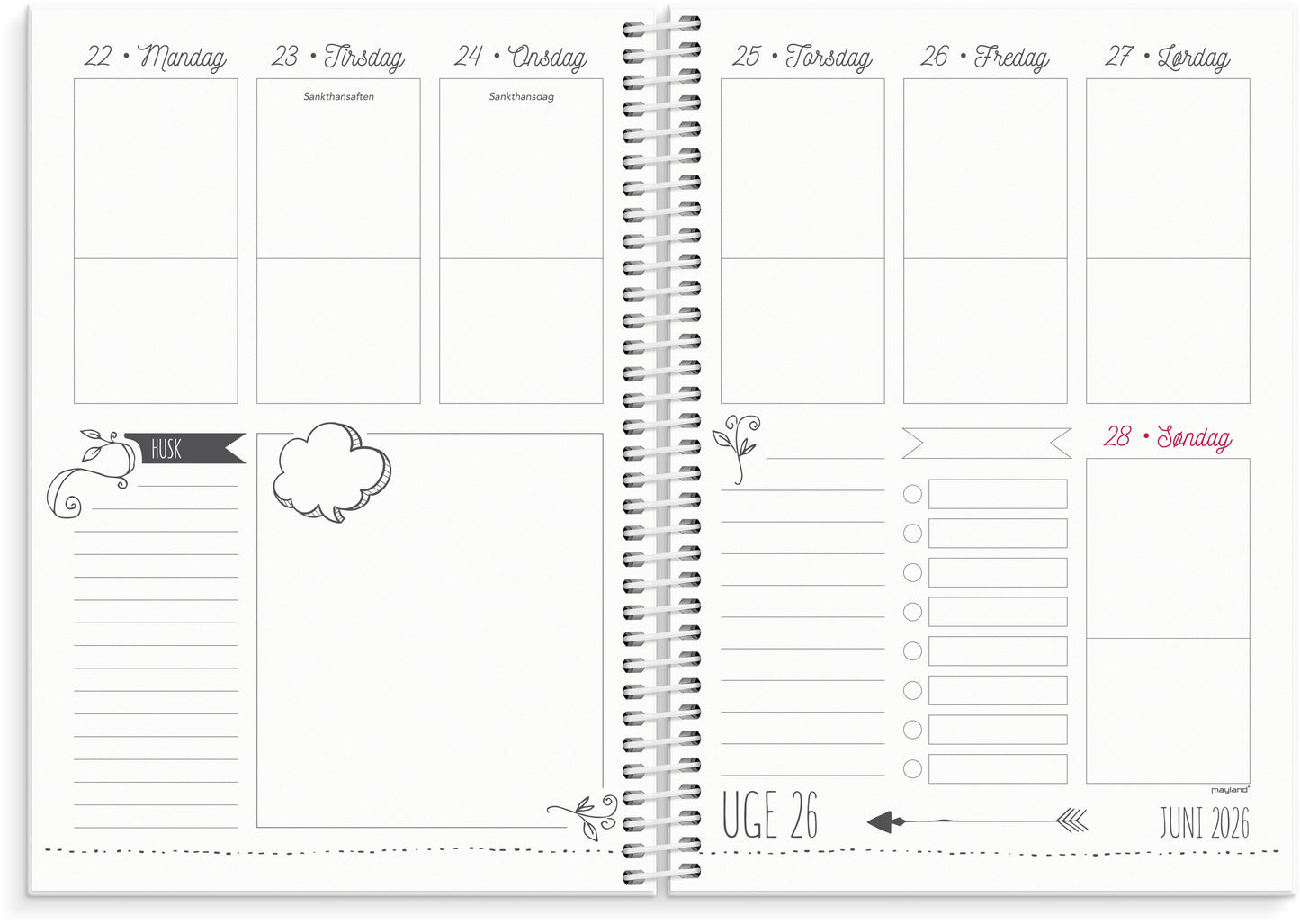 STUDIE DOODLE I A5 UGEKALENDER 2025/2026