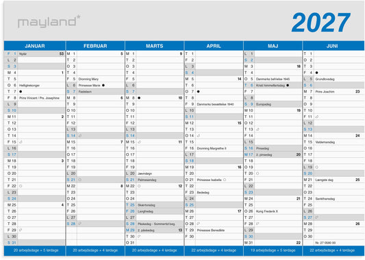 KONTORKALENDER KLASSISK A5 2027