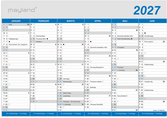 KONTORKALENDER KLASSISK A4 2027