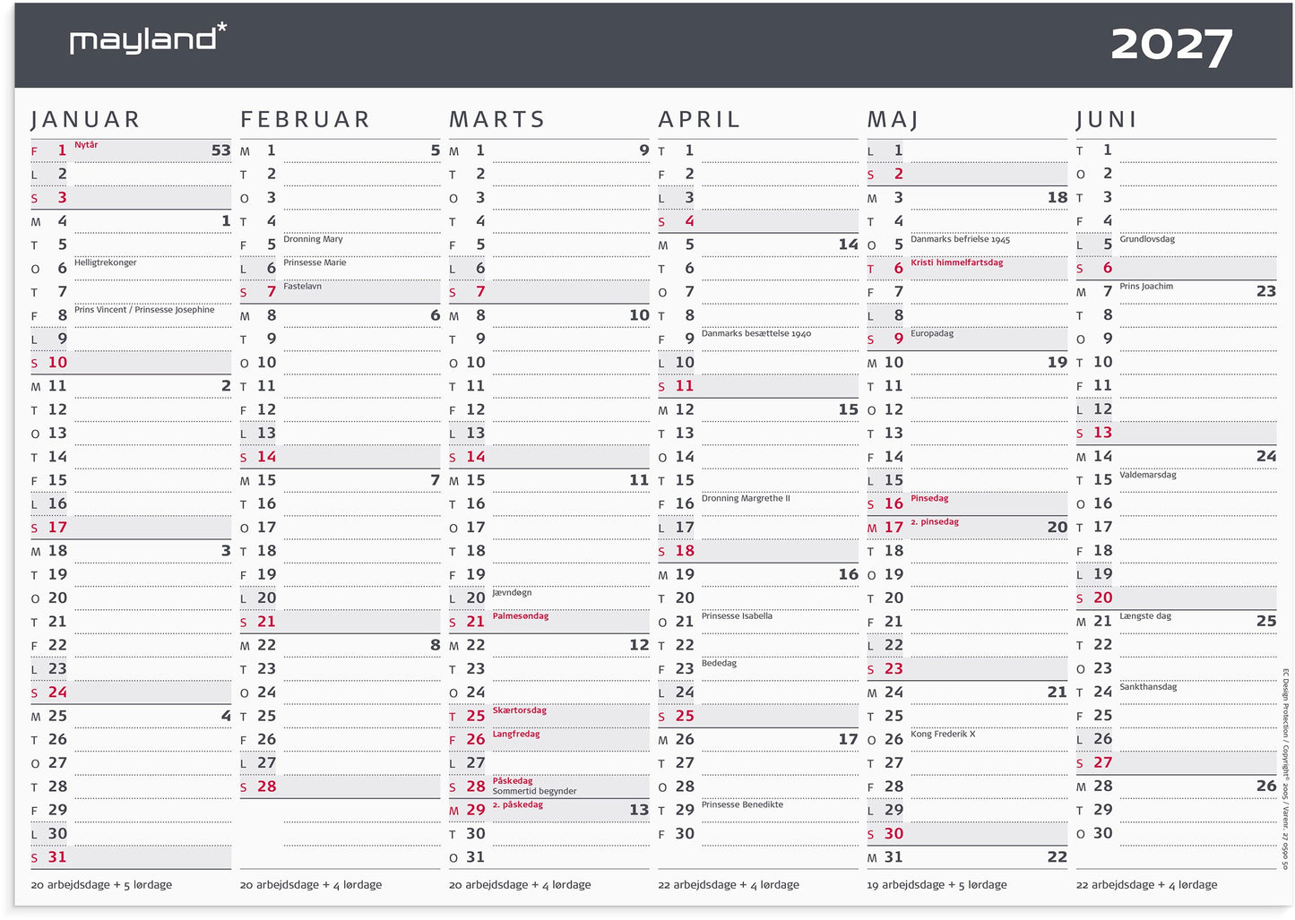 KONTORKALENDER MODERNE A4 2027