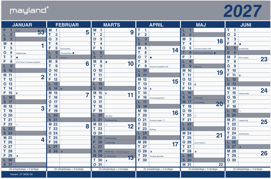 KONTORKALENDER DOBBELT HALVÅRSKALENDER 2027