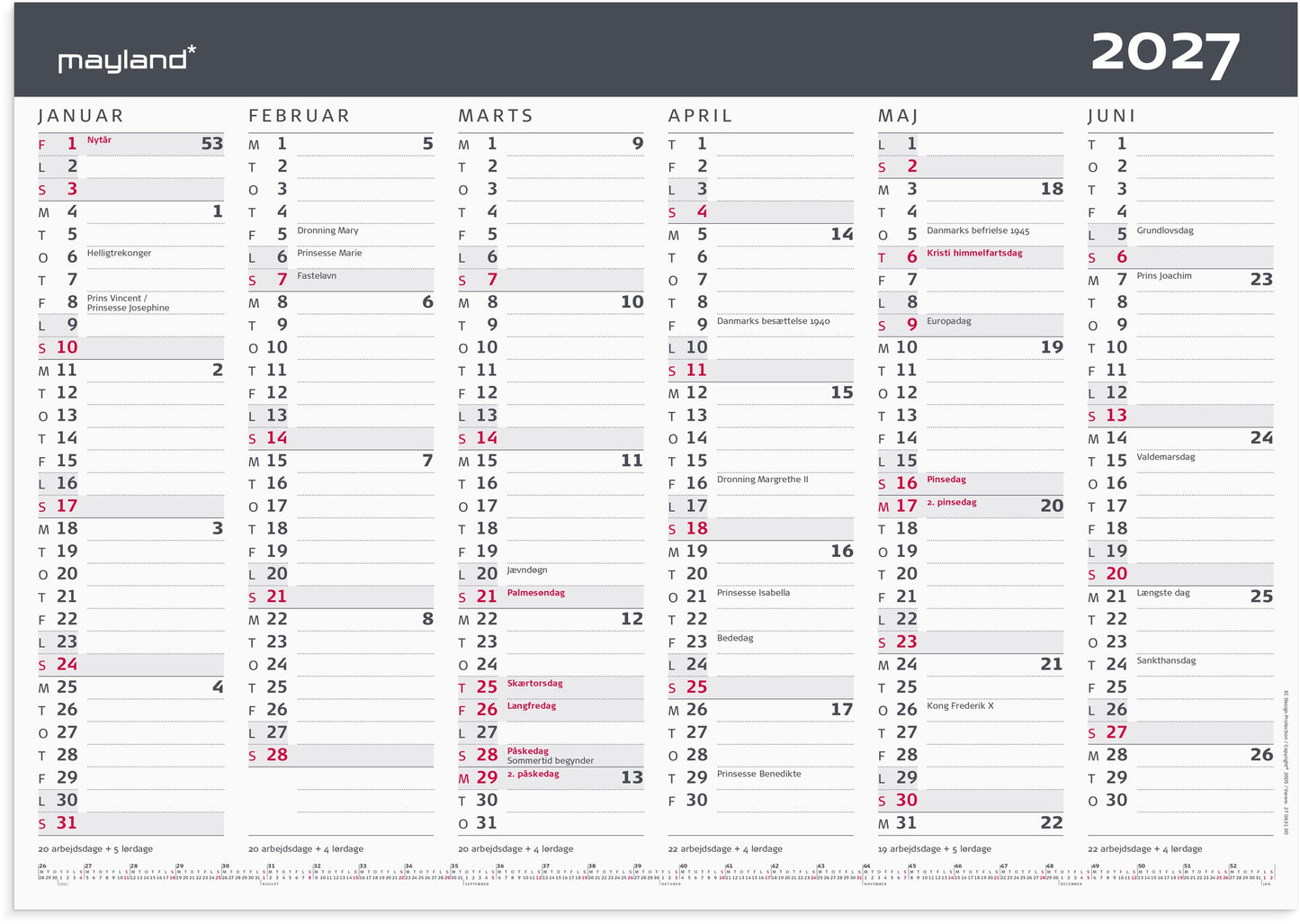 KONTORKALENDER MODERNE A3 2027