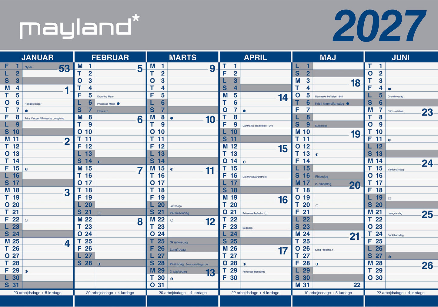 KÆMPEKALENDER 2X6 MDR. PAPIR 2027 (I PAPRØR)