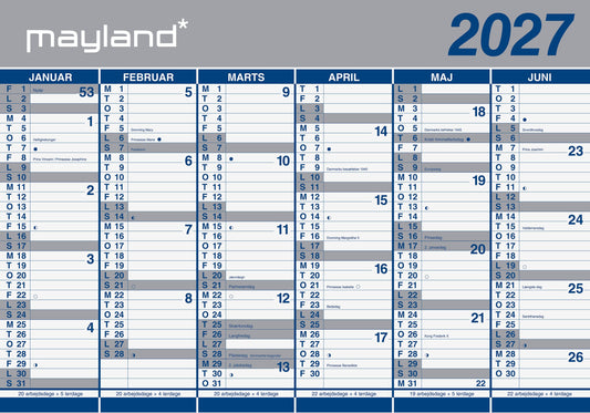 KÆMPEKALENDER 2X6 MDR. PAPIR 2027 (I PAPRØR)