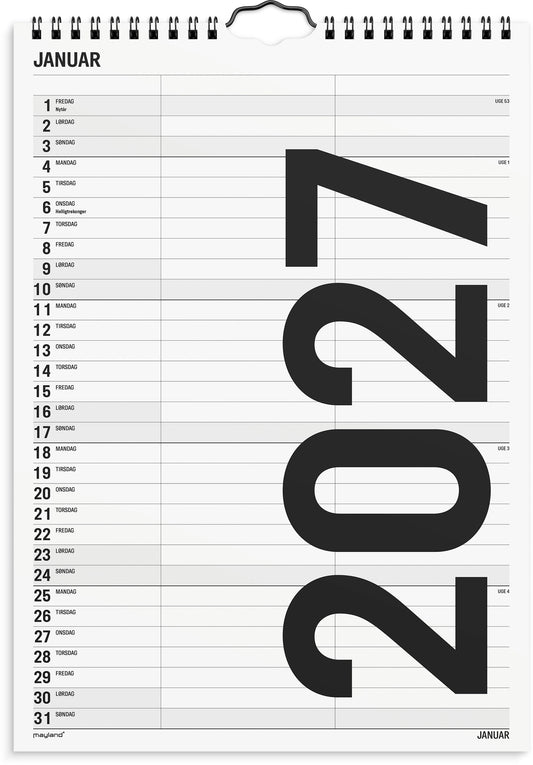 FAMILIEKALENDER BLACK AND WHITE 2 KOL. 2027