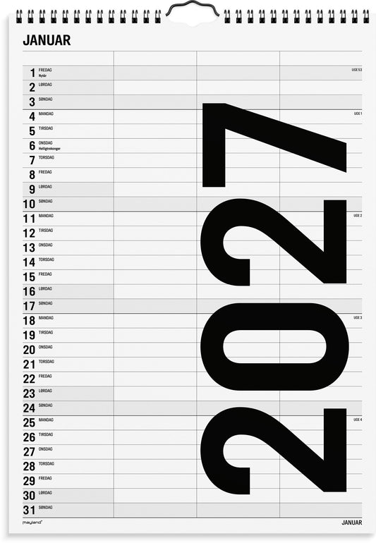 FAMILIEKALENDER BLACK AND WHITE 3 KOL. 2027