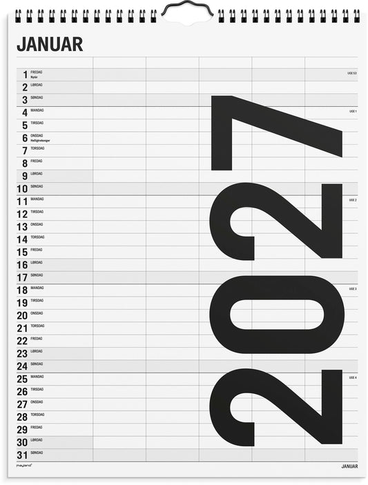 FAMILIEKALENDER BLACK AND WHITE 5 KOL. 2027