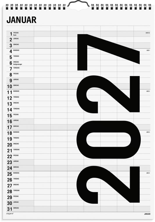 FAMILIEKALENDER BLACK AND WHITE 7 KOL. 2027
