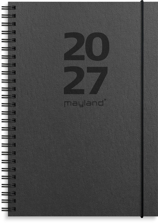 A5 INTERNATIONAL UGEKALENDER TVÆRF. SORT GENBRUGSKARTON 2027