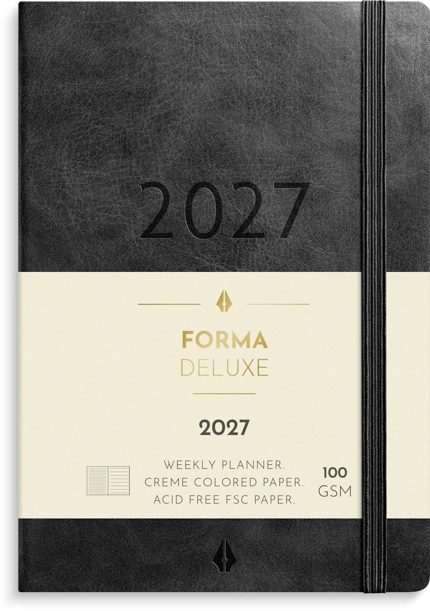 A6 FORMA DELUXE UGEKALENDER TVÆRF. SORT KUNSTSKIND 2027