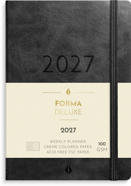 A6 FORMA DELUXE UGEKALENDER TVÆRF. SORT KUNSTSKIND 2027