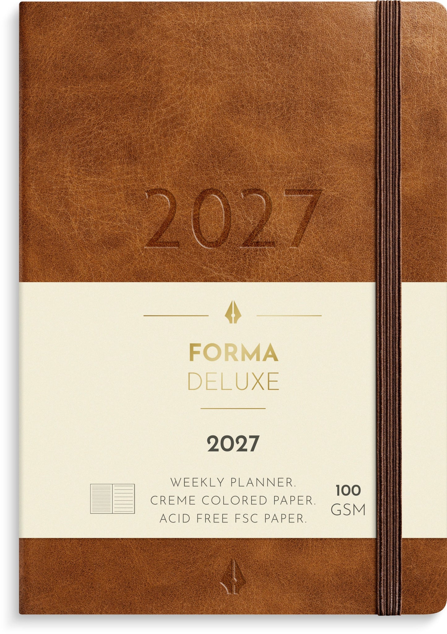 A6 FORMA DELUXE UGEKALENDER TVÆRF. BRUN KUNSTSKIND 2027