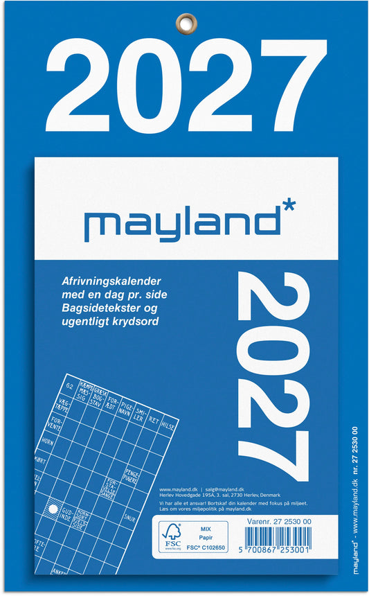 KONTORAFRIVNINGSKALENDER M/BAGSIDETEKST 2027