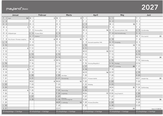 BASIC KONTORKALENDER A4 2027