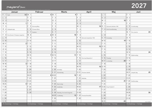 BASIC KONTORKALENDER M/WHITEBOARD-FUNKTION A2 2027