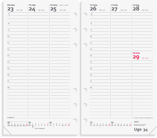 SYSTEM PP UGEKALENDER HØJFORMAT REFILL 2027