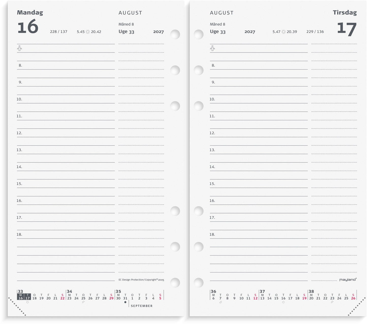 SYSTEM PP DAGKALENDER REFILL 2027