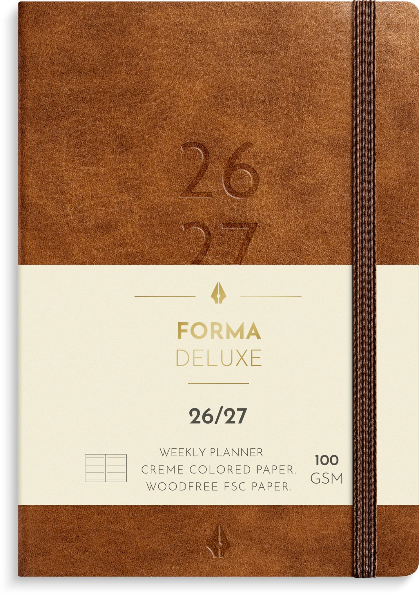 STUDIE A6 FORMA DELUXE UGEKALENDER TVÆRFORMAT BRUN KUNSTSKIND 2026/2027