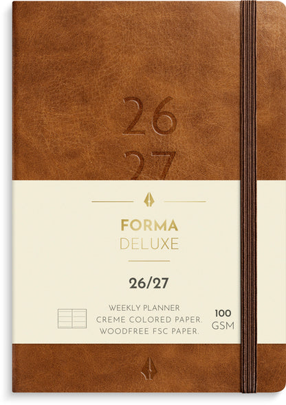 STUDIE A6 FORMA DELUXE UGEKALENDER TVÆRFORMAT BRUN KUNSTSKIND 2026/2027
