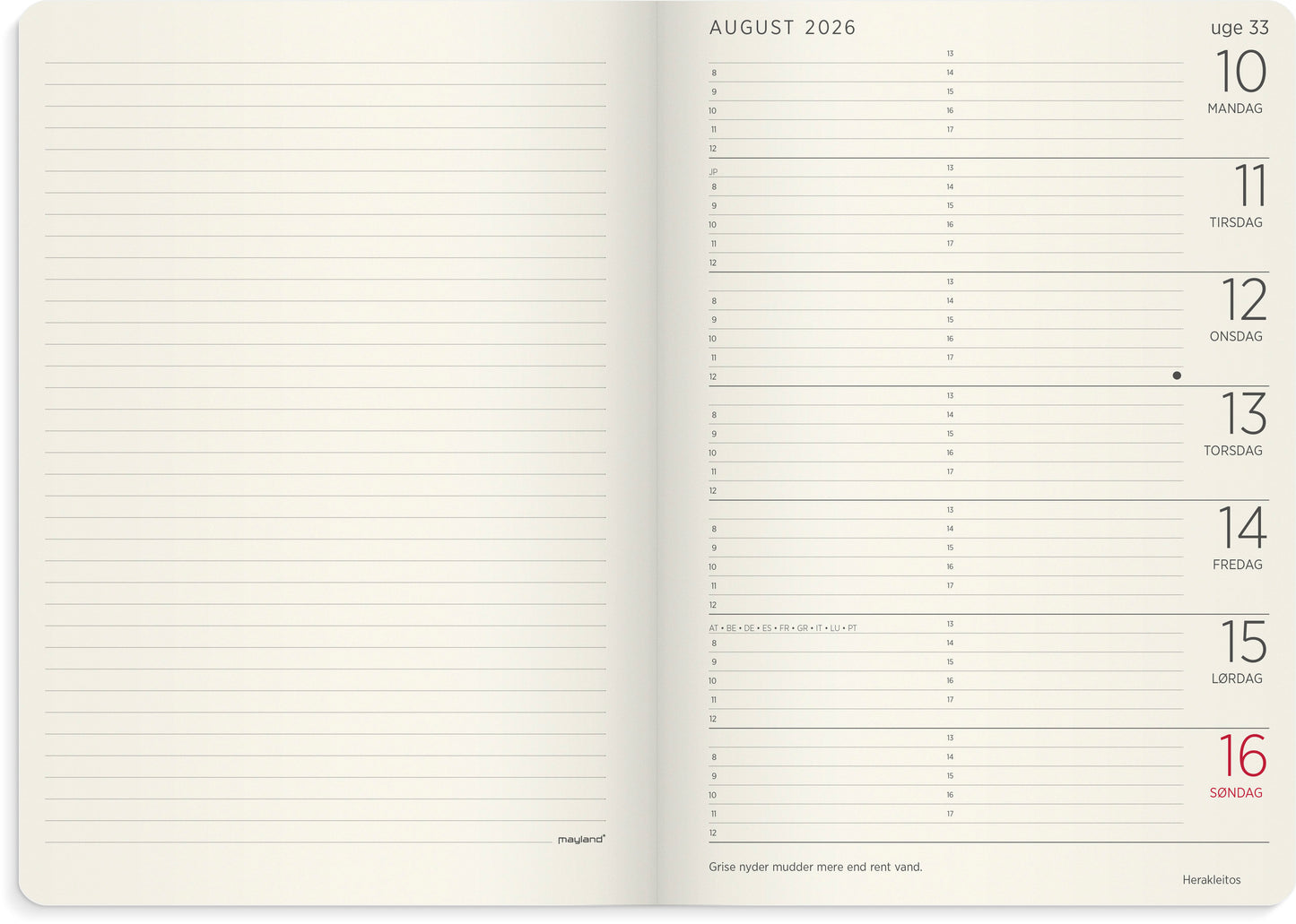 STUDIE A5 FORMA DELUXE UGEKALENDER TVÆRFORMAT BRUN KUNSTSKIND 2026/2027