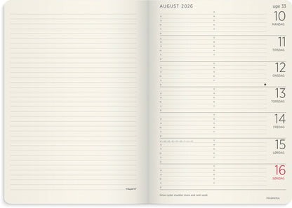 STUDIE A5 FORMA DELUXE UGEKALENDER TVÆRFORMAT BRUN KUNSTSKIND 2026/2027