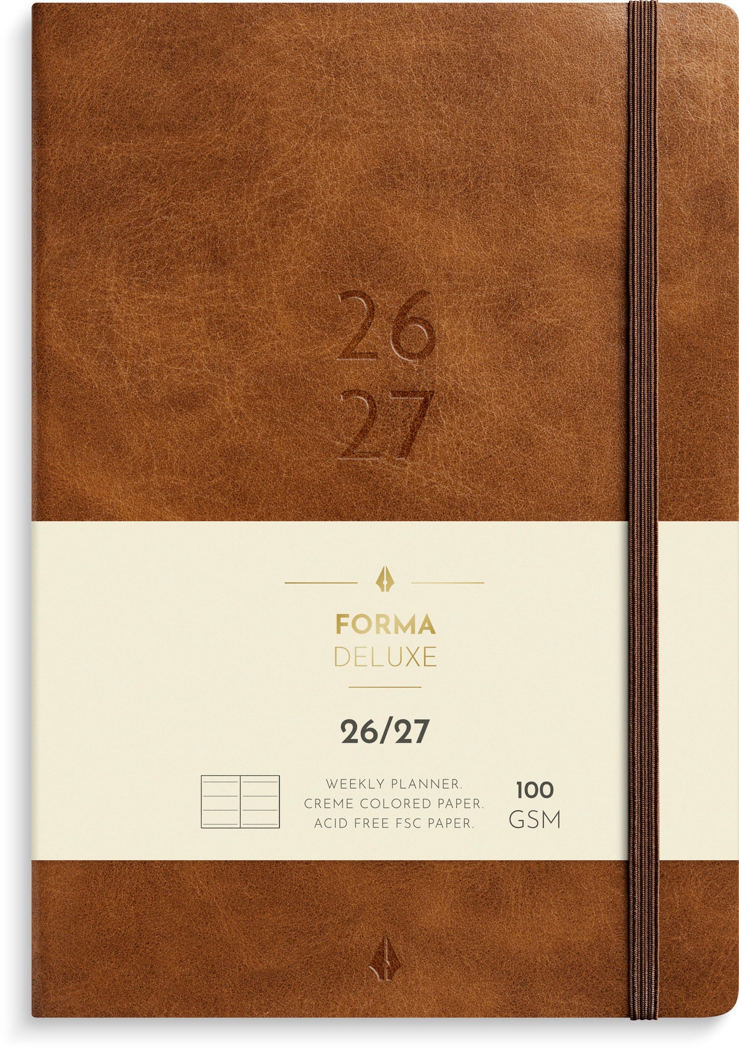 STUDIE A5 FORMA DELUXE UGEKALENDER TVÆRFORMAT BRUN KUNSTSKIND 2026/2027