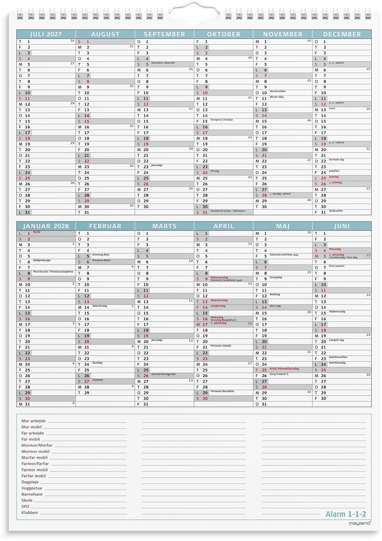 FAMILIEKALENDER OTTO DICKMEISS & LILJA SCHERFIG 2026/2027