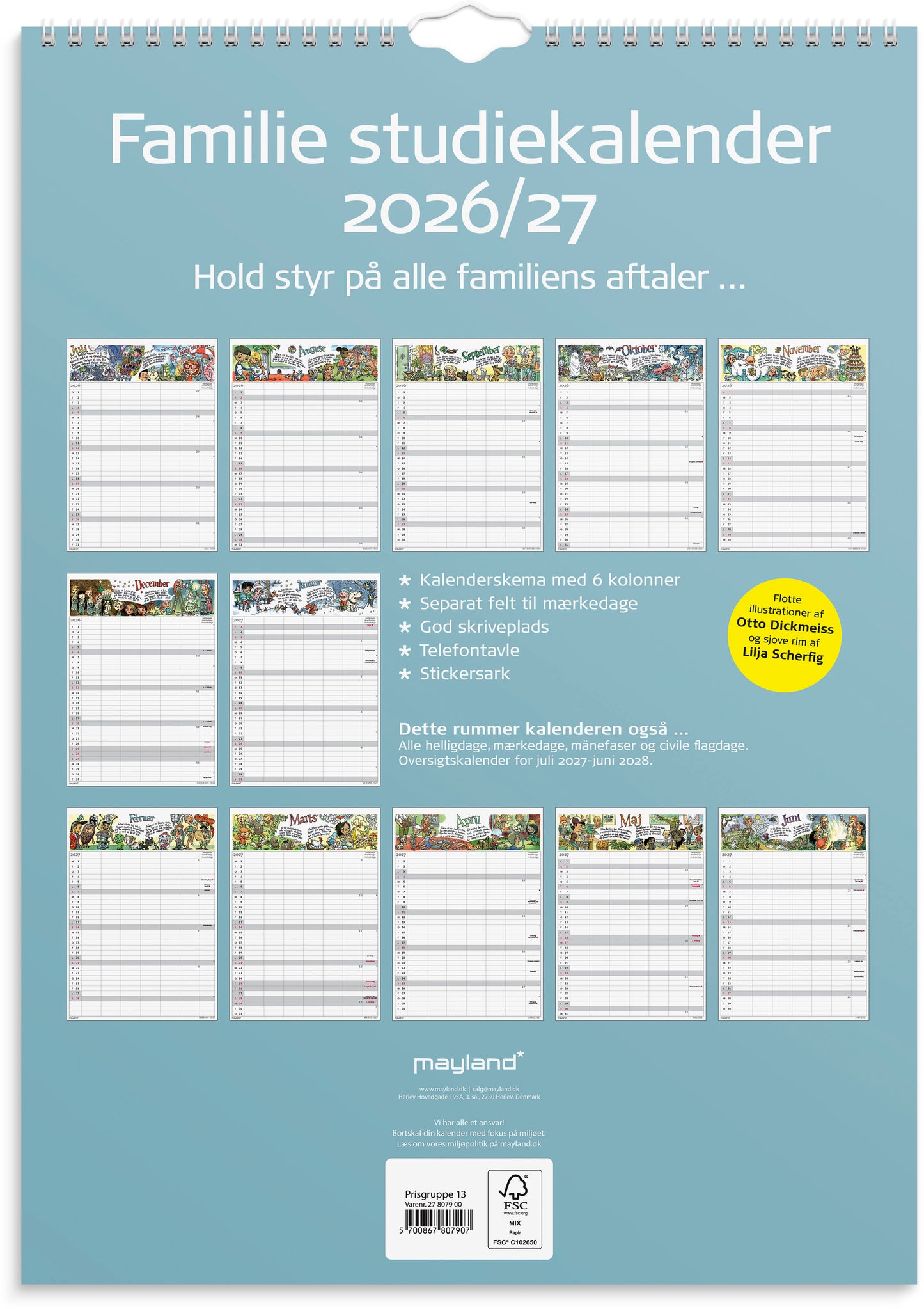FAMILIEKALENDER OTTO DICKMEISS & LILJA SCHERFIG 2026/2027