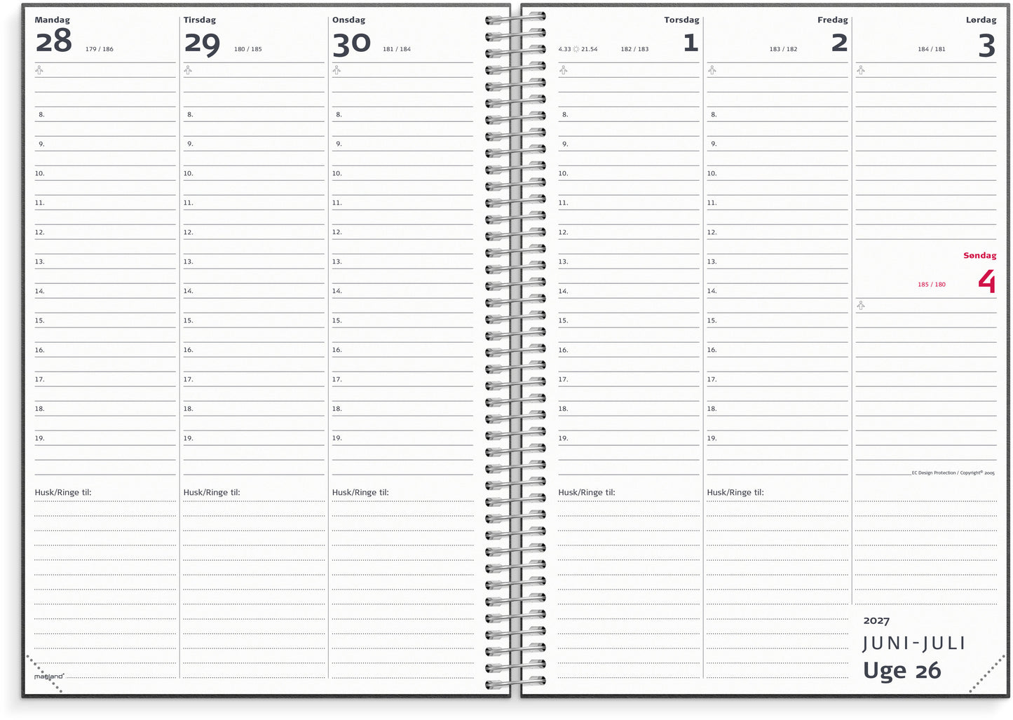 STUDIE LÆRERKALENDER A5 MATSORT GENBRUGSKARTON 2026/2027