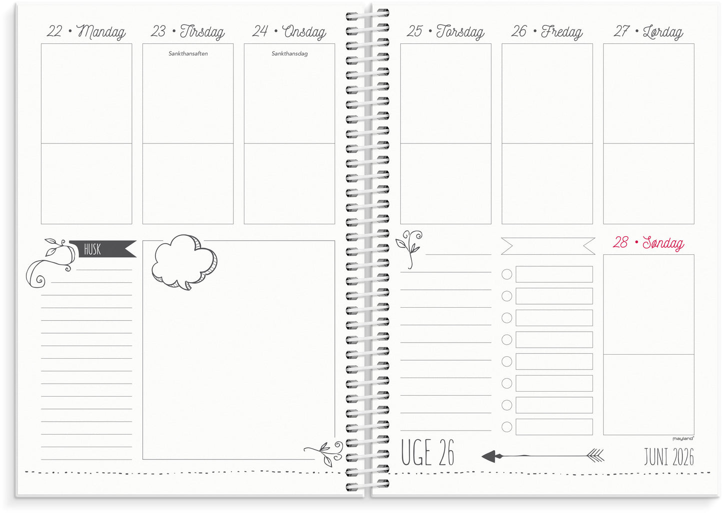 STUDIE DOODLE A5 UGEKALENDER 2026/2027