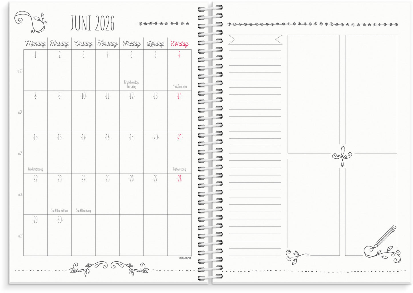 STUDIE DOODLE A5 UGEKALENDER 2026/2027