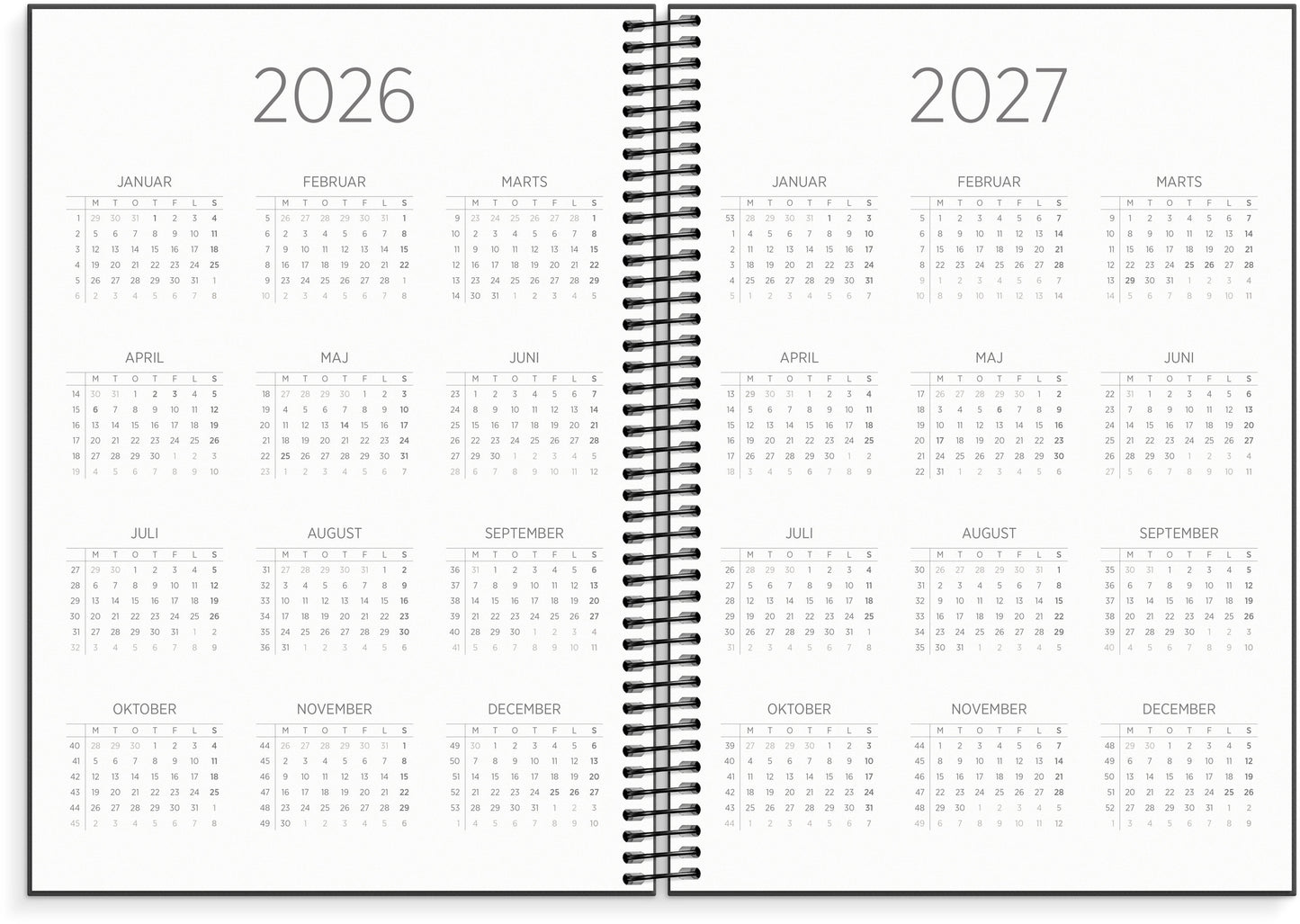 STUDIE ORGANIZER & NOTES A5 UGEKALENDER SORT 2026/2027