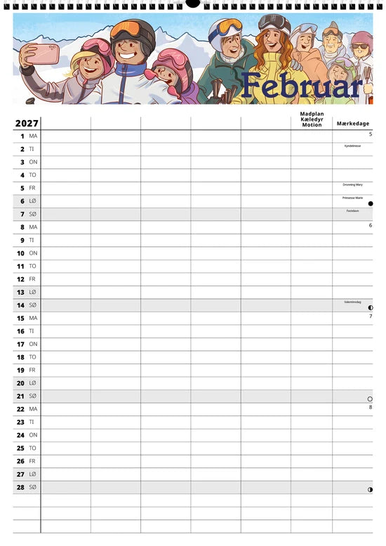 FAMILYPLAN ÅRSKALENDER 2027 5 PERSONER