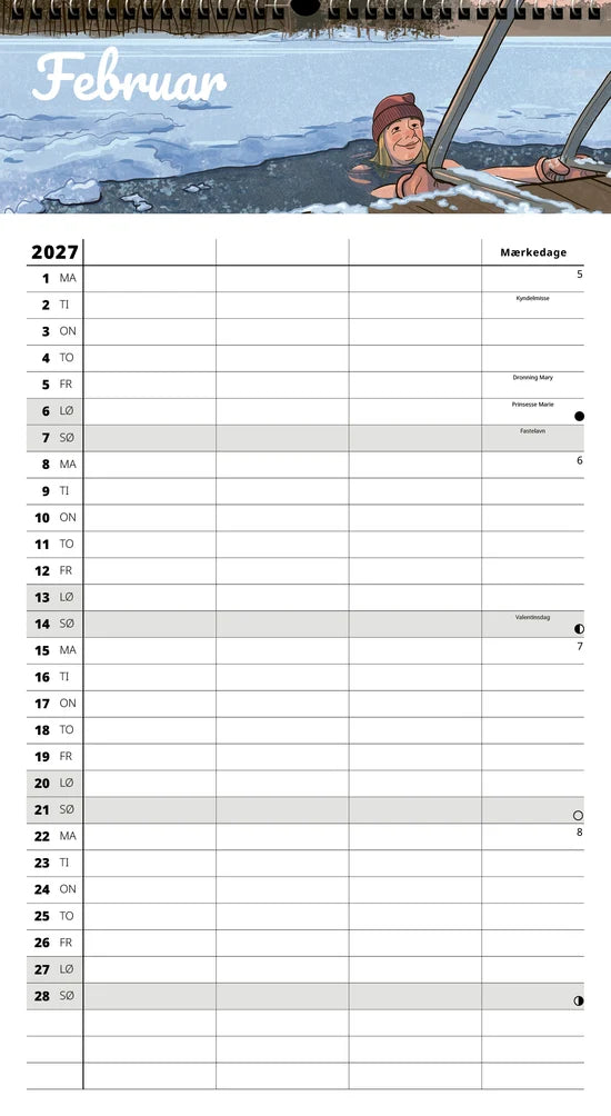 FAMILYPLAN ÅRSKALENDER 2027  3 PERSONER