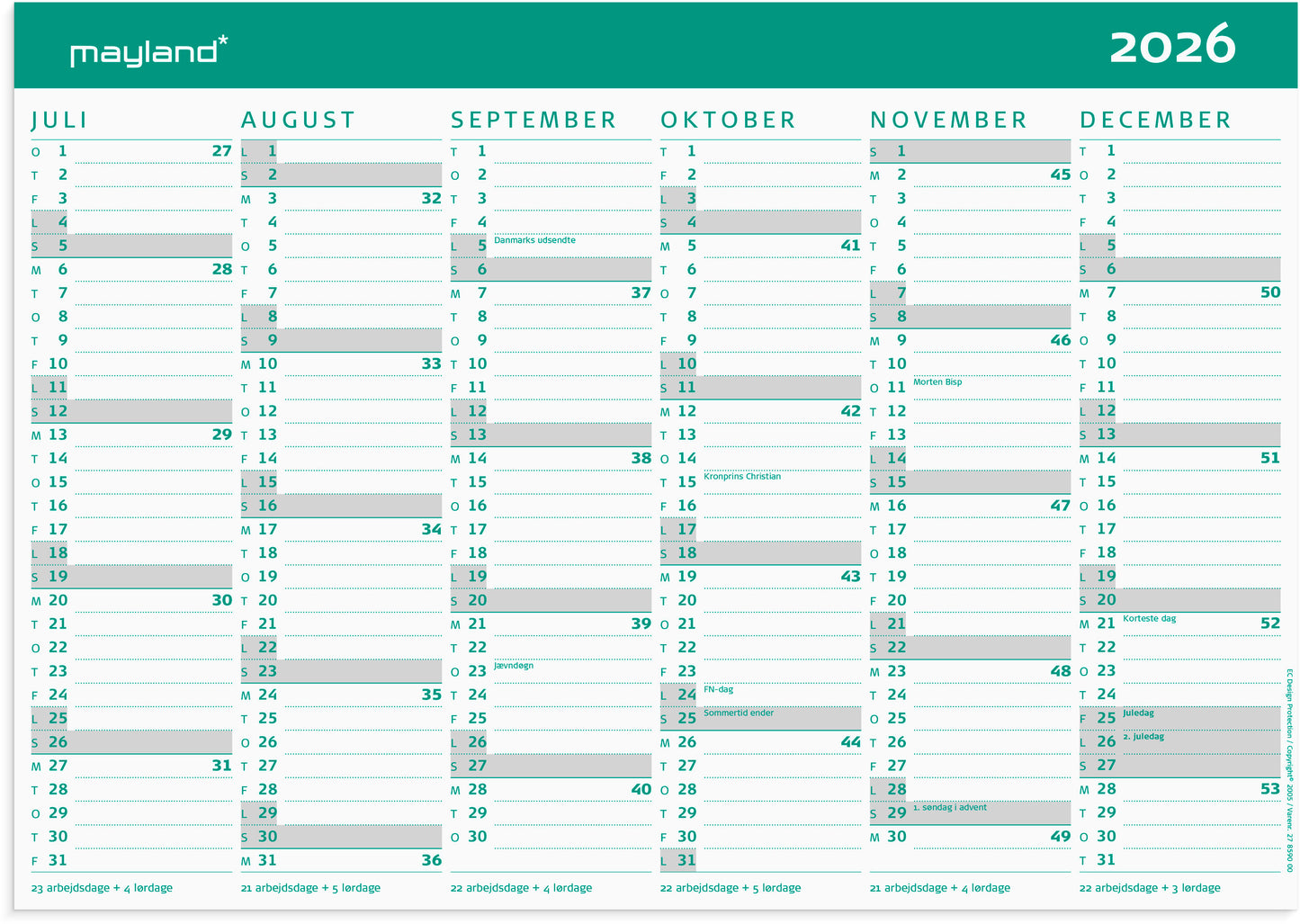 STUDIE KARTONKALENDER A4 2026/2027
