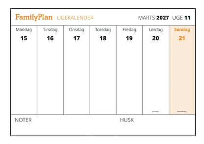 FAMILY PLAN ÅRSKALENDER 2027  BLOK