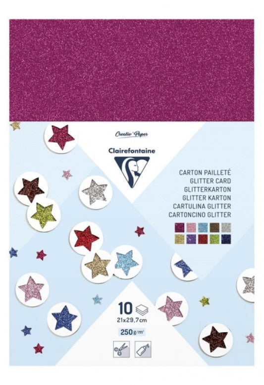 GLITTER KARTON ASS. FARVER 10 ARK