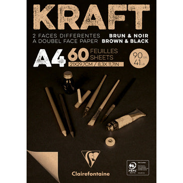 CF KRAFT BLOK A4 BRUN/SORT 90 GRAM