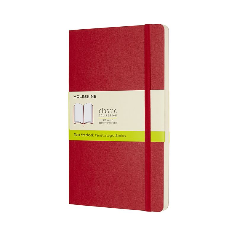 NOTESBOG MOLESKINE LARGE RØD M/192 BLANKE ARK