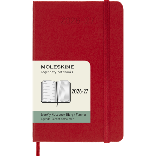 CLASSIC HARD 18M 26/27 WEEK NOTE POCKET RØD