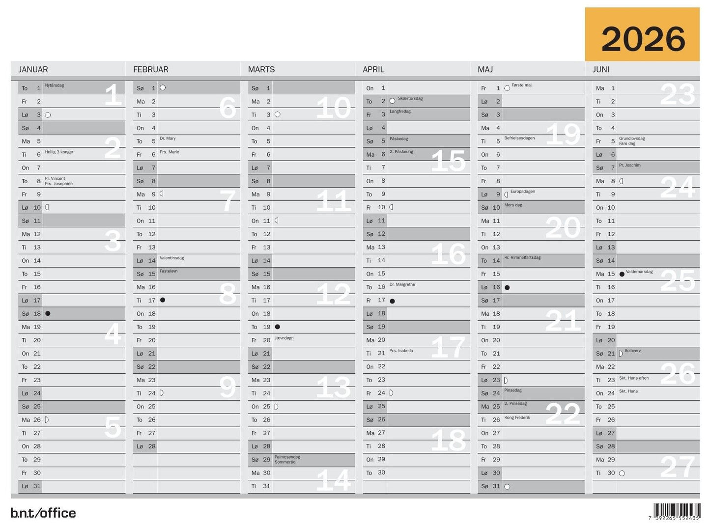 VÆGKALENDER A2 2026 DK