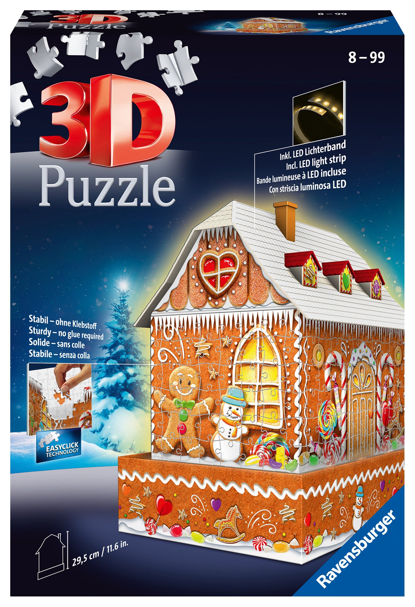 RAVENSBURGER 3D GINGERBREAD HOUSE NIGHT EDITION 216 BRIKKER