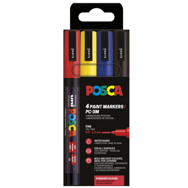POSCA PC-3M BASIS FARVER 4 SÆT