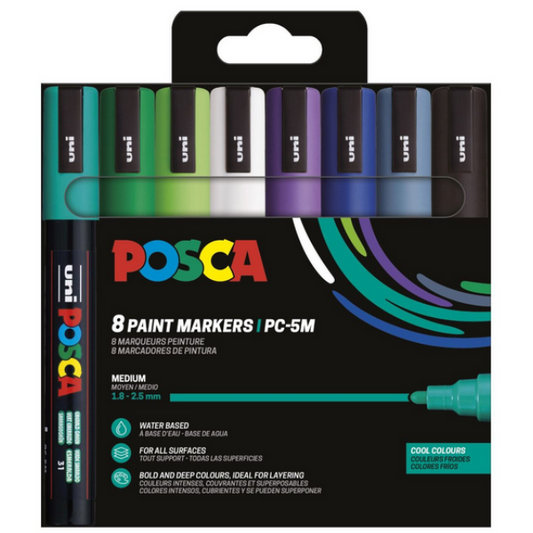 POSCA PC-5M 8 STK. COOL COLOR