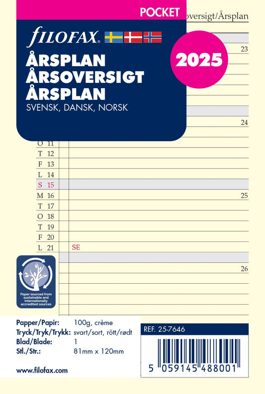 FILOFAX ÅRSOVERSIGT POCKET 2025