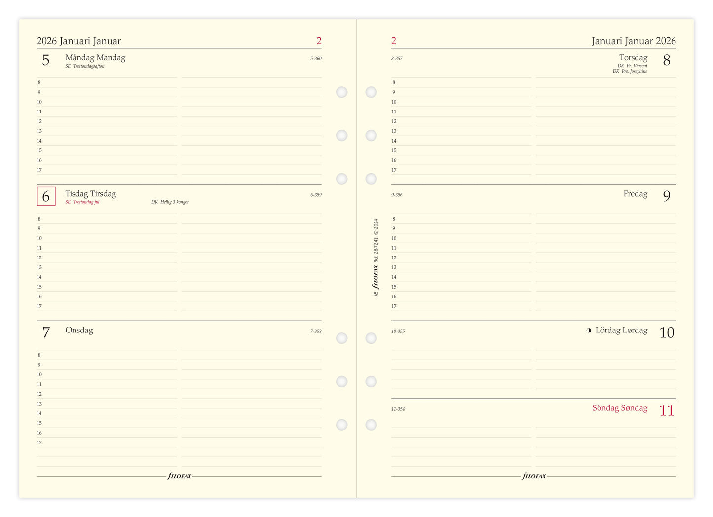 FILOFAX REFILL 1 UGE PR. OPSLAG A5 2026